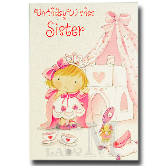 19cm - Birthday Wishes Sister - Girl Playing - E