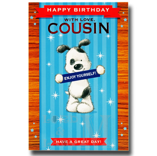 20cm - Happy Birthday With Love, Cousin - Dog - E