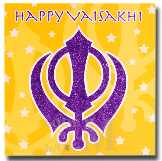 15cm - Happy Vaisakhi - Purple Khanda - DV