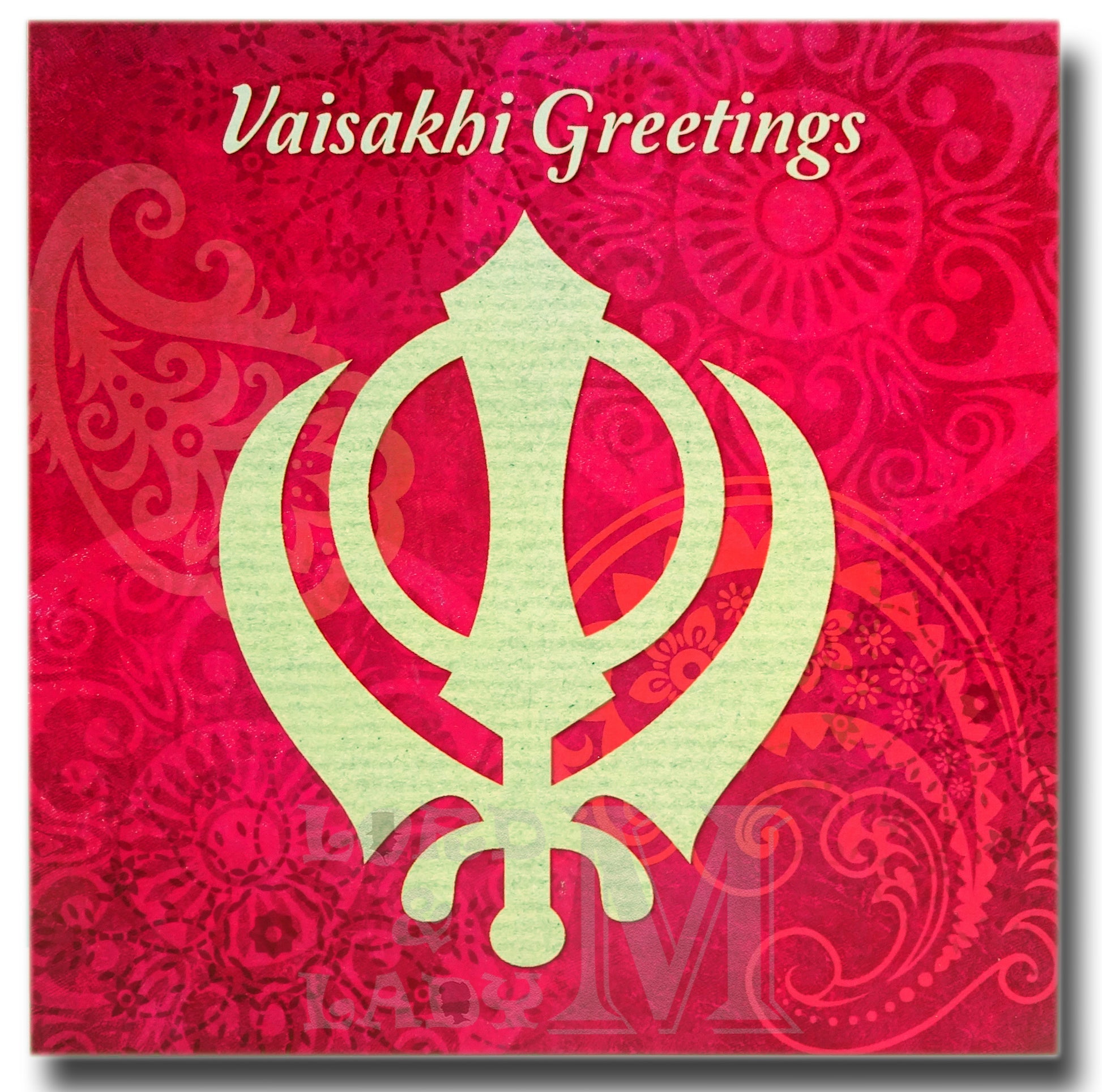 15cm - Vaisakhi Greetings - Pink With Khanda - DV