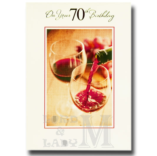 19cm - On Your 70th Birthday - Red Wine - E