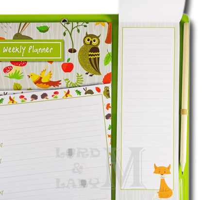 Woodland Magnetic Weekly Planner And Shopping List - Perfect Gift Idea