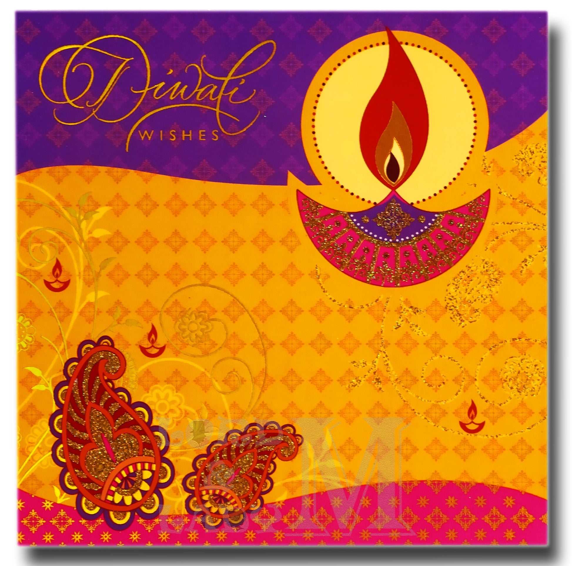 15cm - Diwali Wishes - Purple Gold Pink - DV