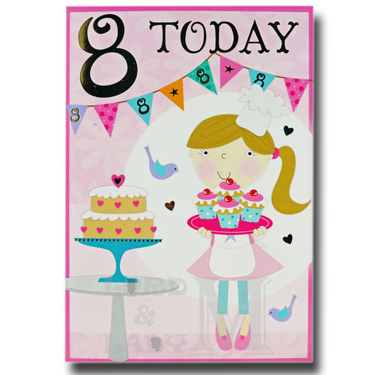 19cm - 8 Today - Pink Girl Cupcakes Cake - E