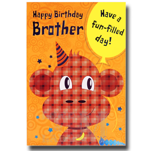 19cm - Happy Birthday Brother Have A - Monkey - E
