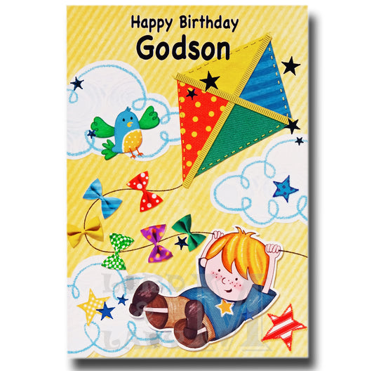 19cm - Happy Birthday Godson - Kite Bird - E