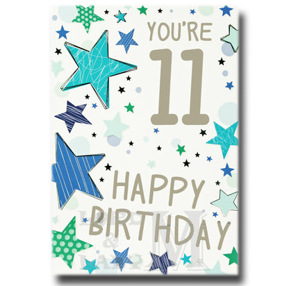 19cm - You're 11 Happy Birthday - Stars - BGC