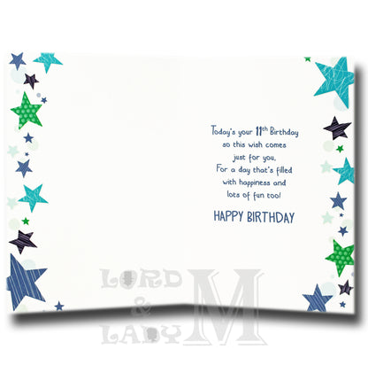 19cm - You're 11 Happy Birthday - Stars - BGC