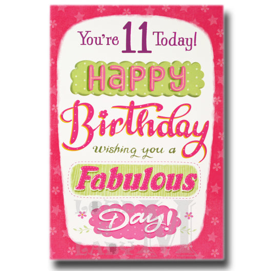 19cm - You're 11 Today! Happy Birthday Wishing -BG