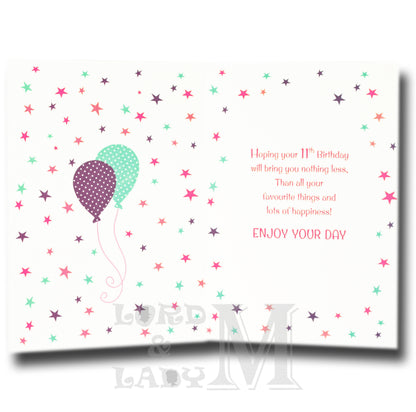19cm - Happy 11th Birthday - Pink - BGC