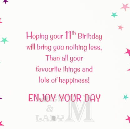 19cm - Happy 11th Birthday - Pink - BGC