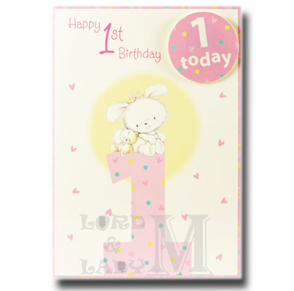 19cm - Happy 1st .. - Pink With Badge - LgeLet - E