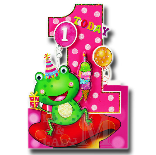 19cm - 1 Today - Frog With Pink Number 1 - E