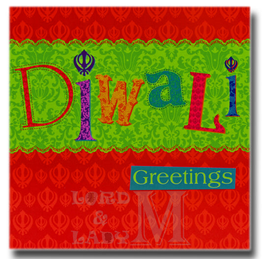 15cm - Diwali Greetings - Red Square Sikh - DV