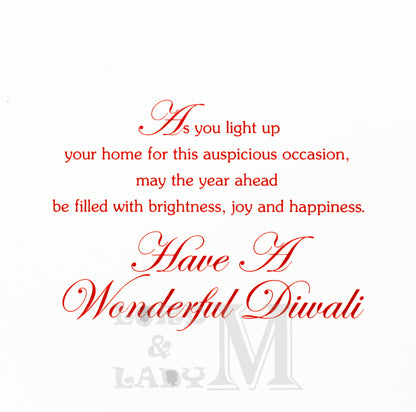 15cm - Diwali Wishes - Cream Square Card Lamp -DV