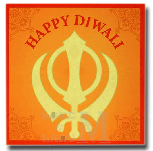 15cm - Happy Diwali - Orange Sikh - DV