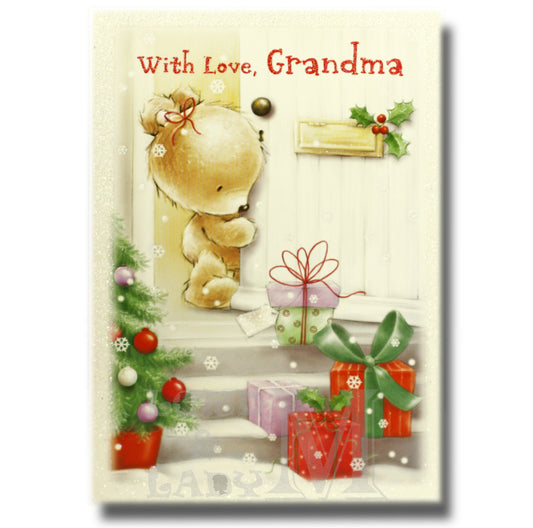 19cm - With Love, Grandma - Bear At Door - BGC