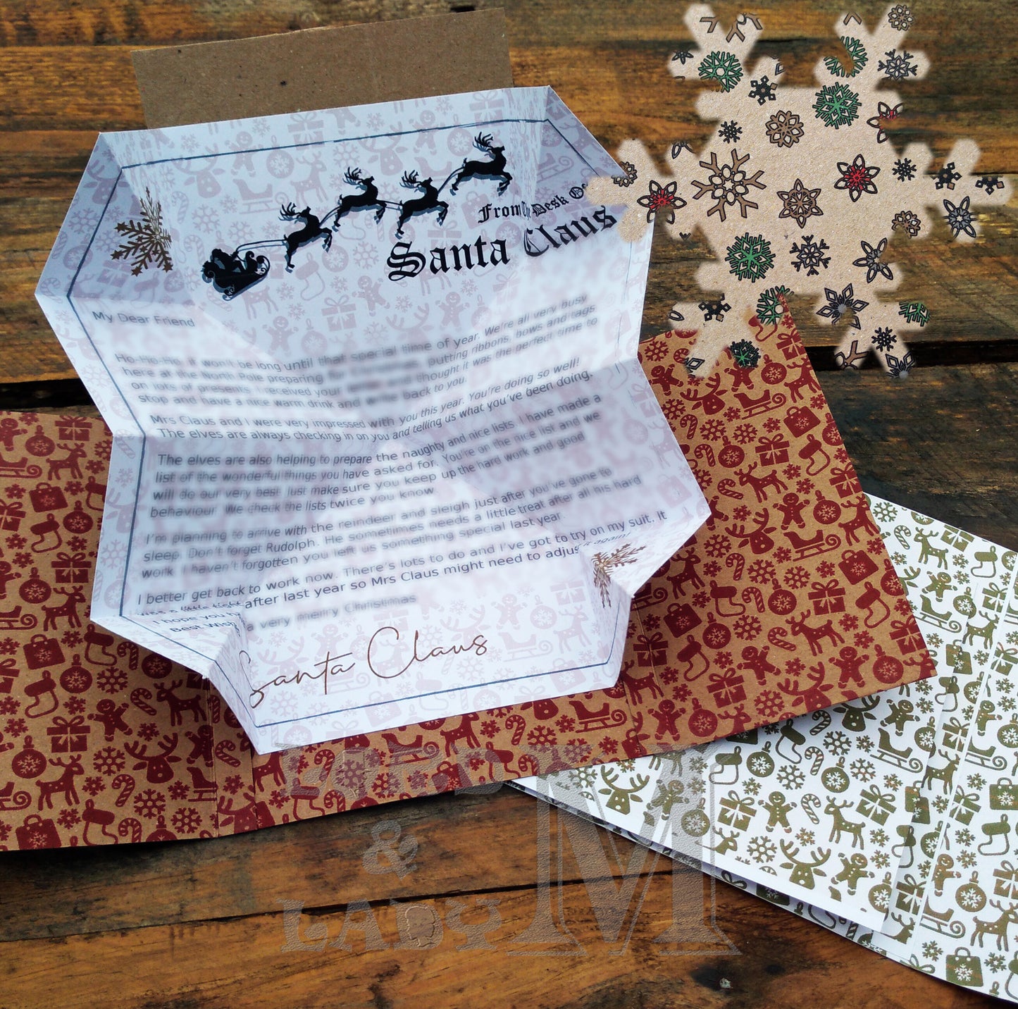 13cm - Personalised Letter From Santa - Kraft Snowflakes