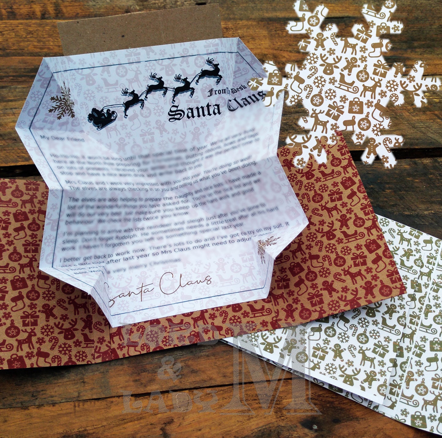 13cm - Personalised Letter From Santa - White Gold Gingerbread