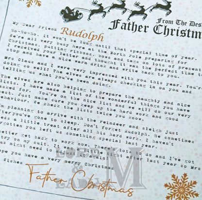 13cm - Personalised Letter From Santa - White Xmas Lines