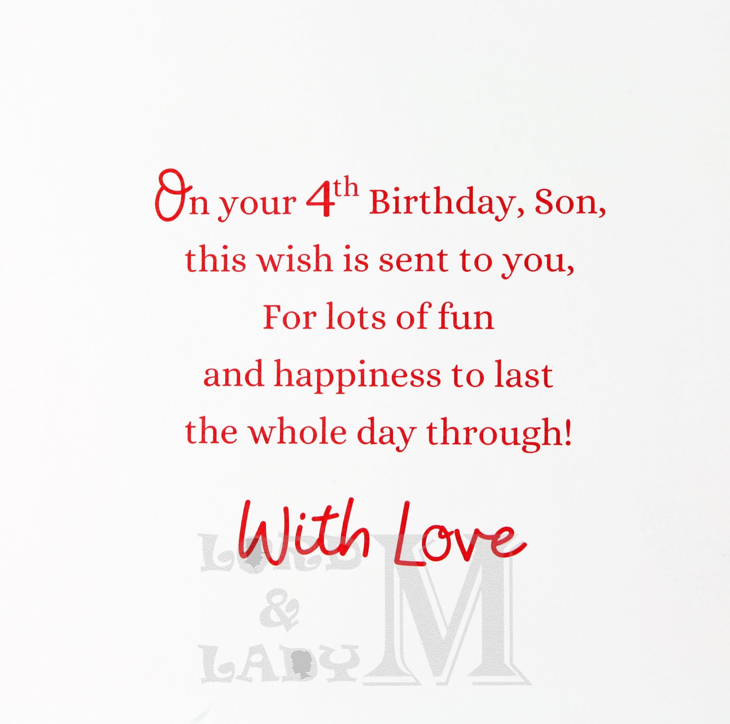 23cm - For A Very Special Son 4 Today! - BGC