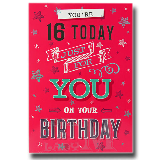 19cm - You're 16 Today Just For You On - Red - BGC