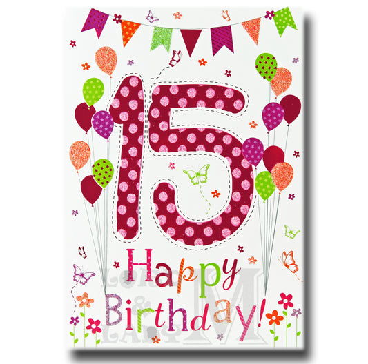 19cm - 15 Happy Birthday! - Balloons Bunting - BGC