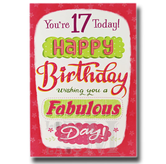 19cm - You're 17 Today! Happy Birthday - Pink - BG