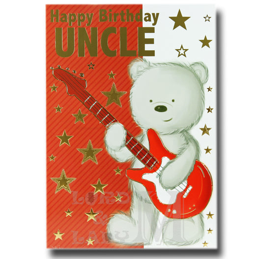 19cm - Happy Birthday Uncle - Red Card Guitar - DGC