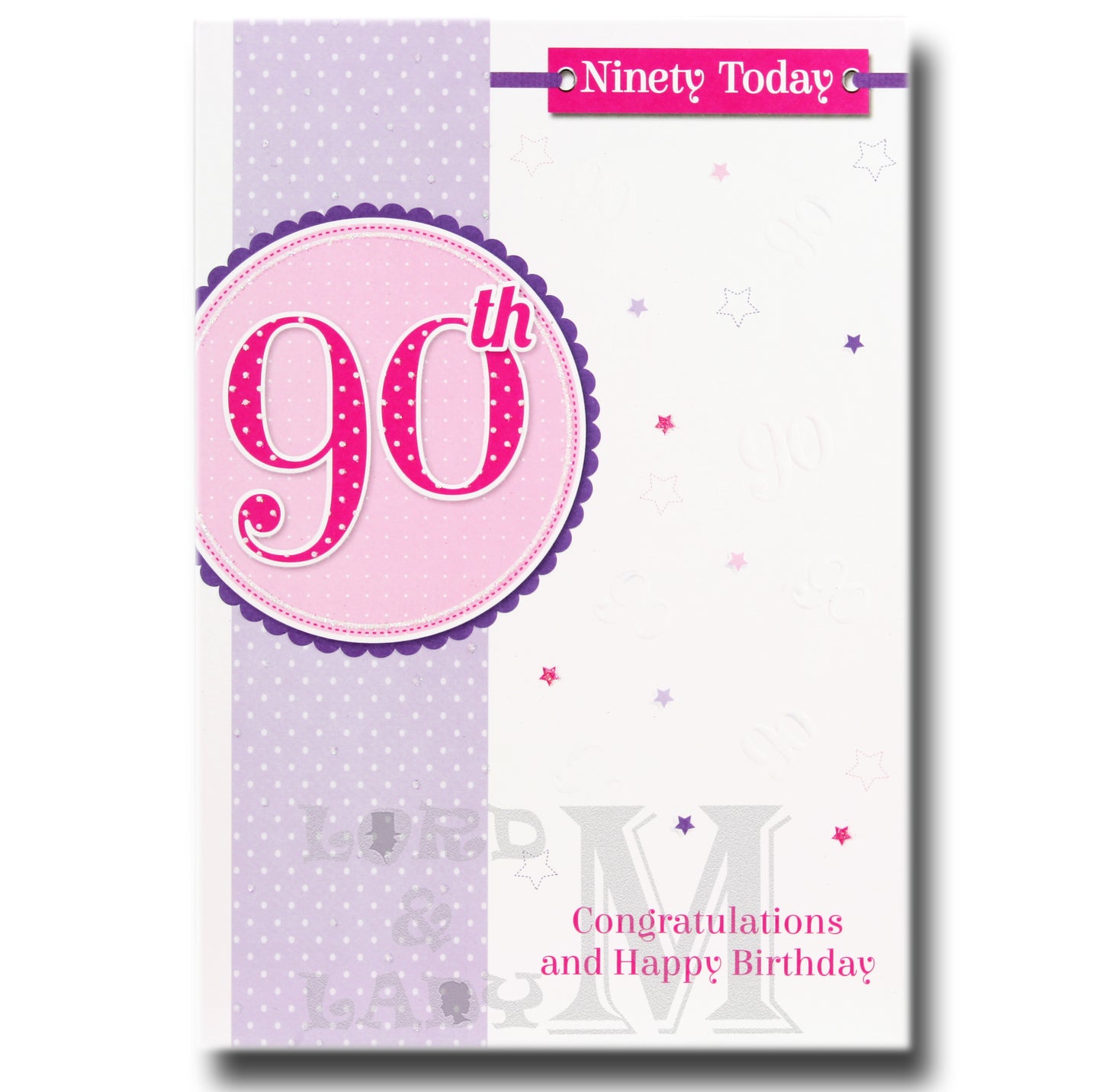 19cm - Ninety Today 90th Congratulations - Pink - BGC