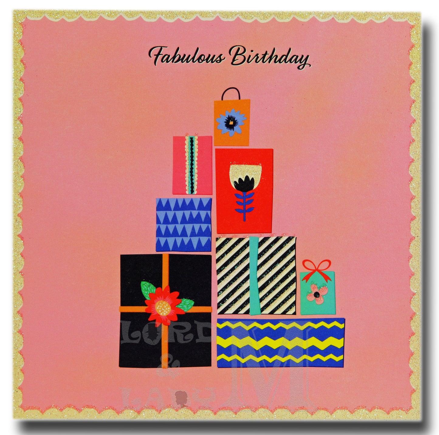 15cm - Fabulous Birthday - Gifts On Pink Card - E