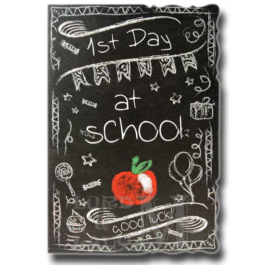 19cm - 1st Day At School Good Luck! - Black - DGC