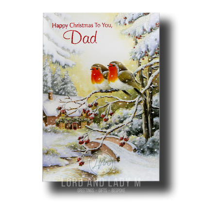 19cm - Happy Christmas To You, Dad - 2 Robins - E