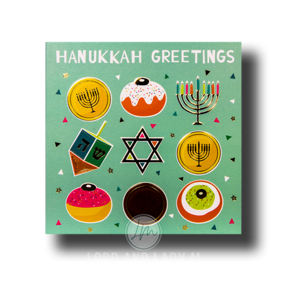 15cm - Hanukkah Greetings - 9 Items Green - DV