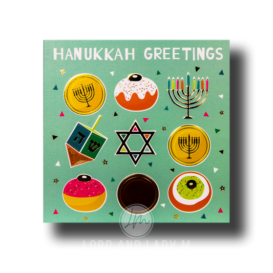 15cm - Hanukkah Greetings - 9 Items Green - DV
