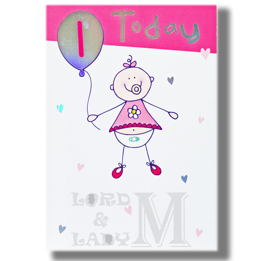 19cm - 1 Today (pink baby with balloon) - H